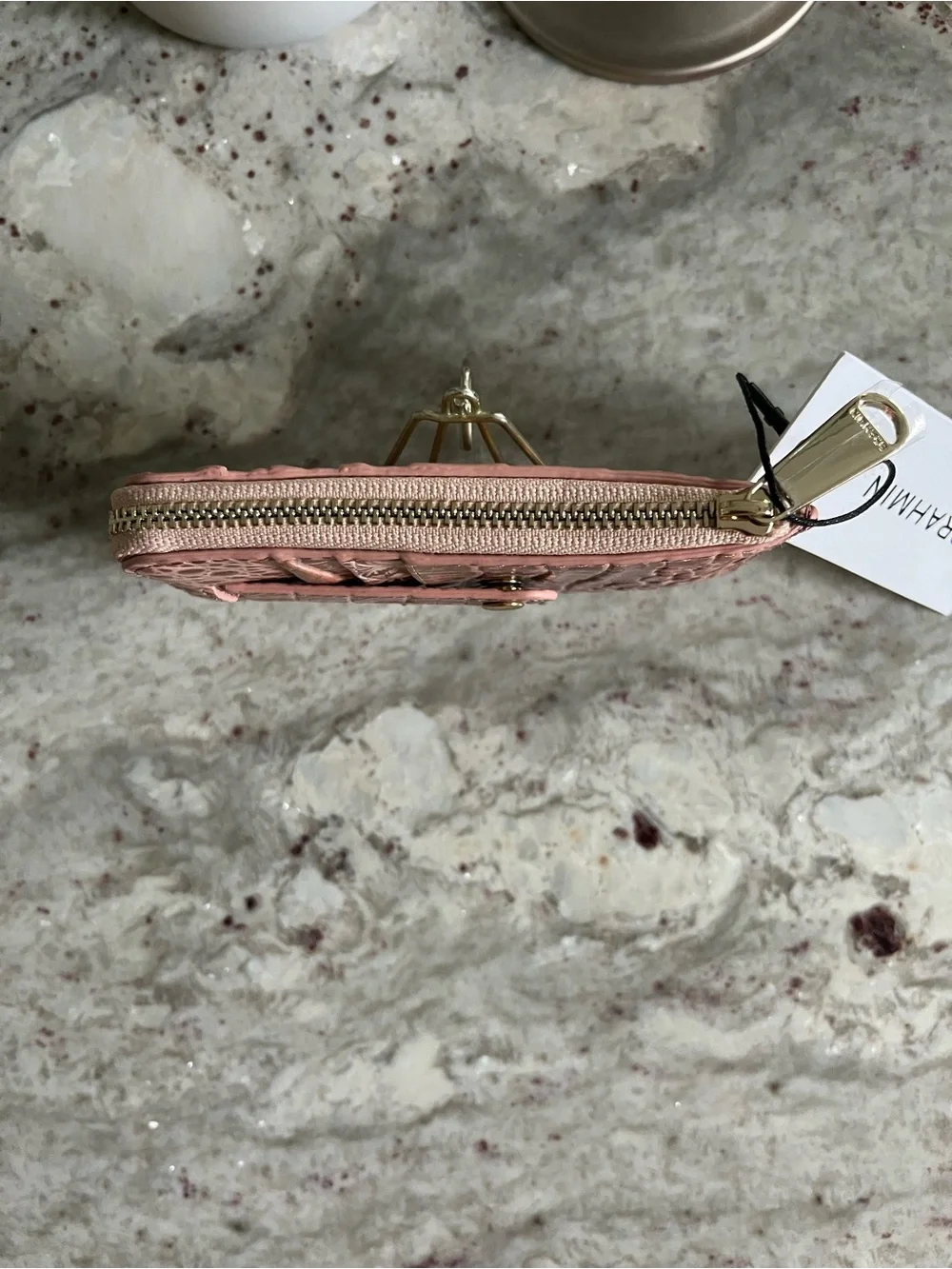 Brahmin Lennon Rose Gold Melbourne Croc-Embossed card and coin pouch - Picture 5 of 5